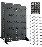 2Pcs Pegboard Display Stand With 30 Peg Board Hooks Accessories, Desk Pegboard Panels, Merchandis...