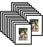 JCJMY 18 Packs 8x10 Picture Frames, Display 5x7 with Mat or 8x10 Without Mat, Black Gallery Wall ...