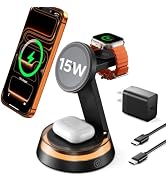 KPON 3 in 1 iPhone Nightstand Charging Station for MagSafe, 15W Fast Wireless Charger Stand with ...