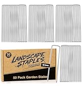 Joyhalo 6 Inch 50 Pack Landscape Staples 11 Gauge Galvanized Garden Staples, Heavy Duty Landscape...