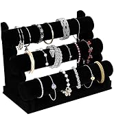OSPNIEEK Velvet Bracelet Holder with 3 Tier Rack, Black Detachable Jewelry Display Stand T-Bar Ne...