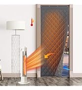 RYB HOME Thermal Insulated Door Curtain for Winter, Grey Curtain Window Cover Room Divider Noise ...