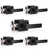 Probrico Heavy Duty Flat Black Square Privacy Interior Door Levers Bedroom and Bathroom Door Hand...