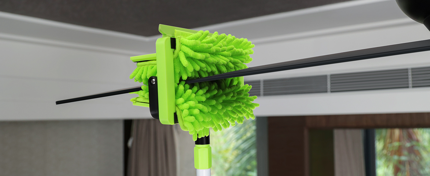 front view of the long handle ceiling fan blade cleaner tool, no more ladder