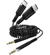 USB C to 3.5mm Audio Aux Jack Coiled Cable for Car, 2Pack Type C to Aux Headphone Male Cord, 4FT ...