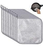 PXIRQ 10-Pack Non Scratch Wire Dishcloths - 7.87"x7.87" Multipurpose Steel Dishwashing Rags for W...