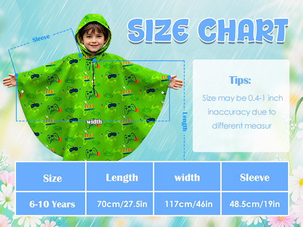 Kids Rain Poncho with Hooded