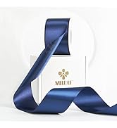 MEEDEE 2 Inch Navy Blue Ribbon Lux Double Faced Ribbon by 25 Yards Navy Silk Ribbons Navy Blue Sa...