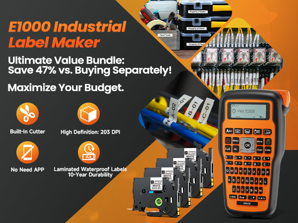 e1000 label maker machine with tape waterproof portable industrial cable wire heat shrink labeler