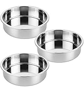 tifanso Set of 3 Stainless Steel Cake Pans - 8 Inch Round Layer Cake Baking Pan Molds, Stackable ...