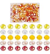 PH PandaHall 500pcs Crystal Glass Beads, 6mm Orange Faceted Beads Fall Yellow Loose Beads Spacers...