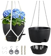 Meowell 10 inch Self Watering Hanging Planters, 2 Pack Hanging Baskets for Indoor Outdoor Plants,...