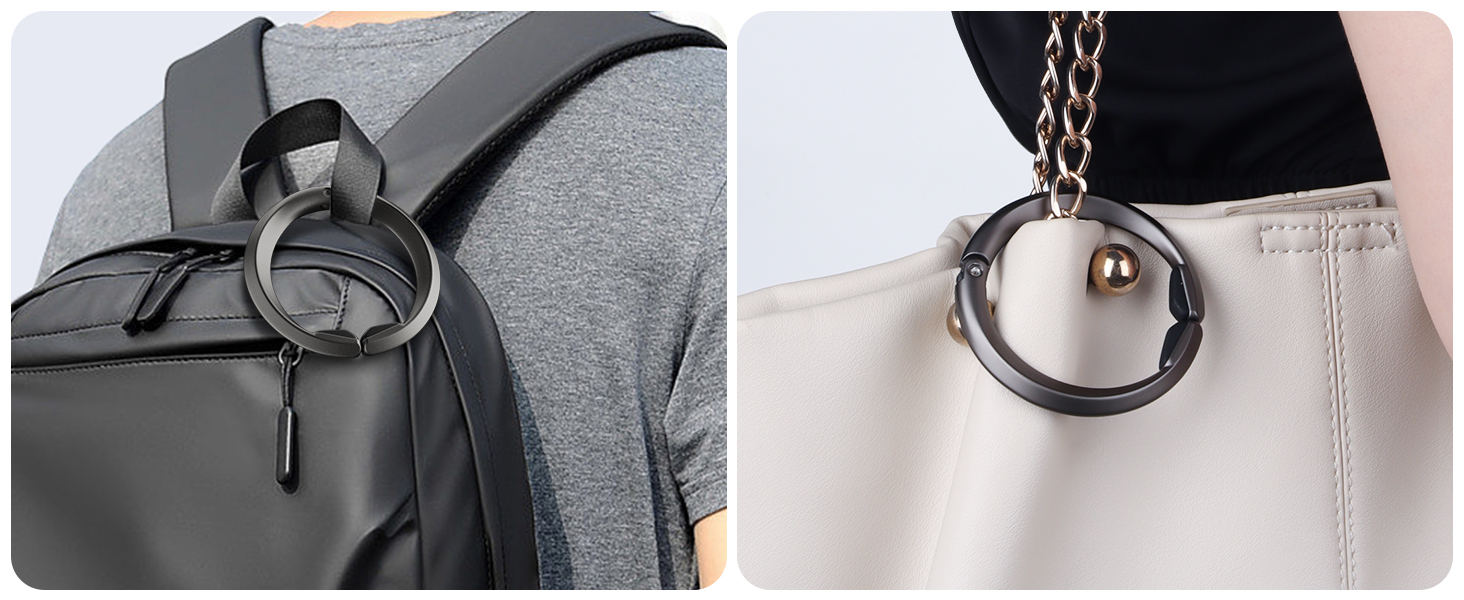 A handbag hanger that can be used in a variety of situations.