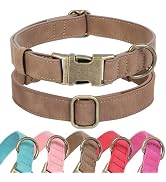 Jumpress Soft Leather Dog Collar for Small Medium Large Dogs, Heavy Duty Dog Collar Leather with ...
