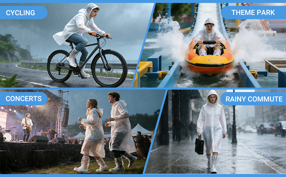 Rain shoe covers and women's raincoats