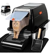 Vivifying Stainless Steel Litter Box with Lid, XL Front Entry Enclosed Extra Large Litter Box for...