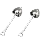 2Pcs Silver Tea Strainers for Loose Tea Tea Infuser Heart Shaped Tea Filter Set Long Spoon Kitche...