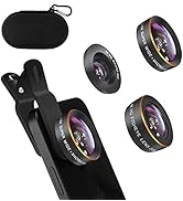 Phone Camera Lens, Godefa 3 in 1 Phone Lens kit-205° Fisheye Lens + Macro Lens + 120° Wide Angle ...