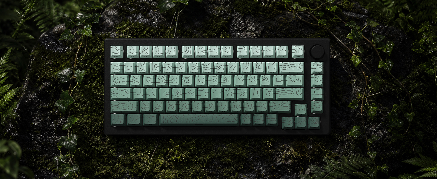 Shine Through keycaps,Double Shot PBT keycap,Topographic