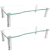 2 Pack Computer Monitor Riser with Height Adjustable Multi Media Desktop Stand for Flat Screen LC...