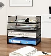 Natwind 4 Tier Stackable Paper Trays for Letter Documents, Desktop File Organizers for Office Sup...