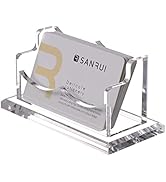 SANRUI Clear Horizontal Business Card Holder Stand for Desk, Acrylic Desktop Display Name Cards H...