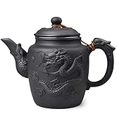 Dargon teapot 20oz with Stainless steel filter for Stovetop Herbal Tea Kettle (Black)
