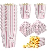 DTFMZOV 36 Pack Pink Popcorn Boxes, 4.72x3.35 Inch Cardboard Striped Popcorn Containers, Mini Pop...