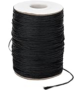 jijAcraft Black Nylon String, 1.5mm x 110yards Black Nylon Thread Braided Bracelet Making, 18 Lif...