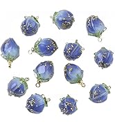BEEFLYING 10pcs Transparent Acrylic Pink Flower Rose Bud Charms Pendants for Jewelry Making Earri...