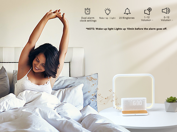 Simulated sunrise alarm clock wake-up light
