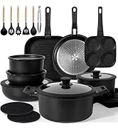 KIKCOIN Pots and Pans Set, 30 Pack Nonstick Cookware Set Detachable Handle, Induction RV Kitchen ...