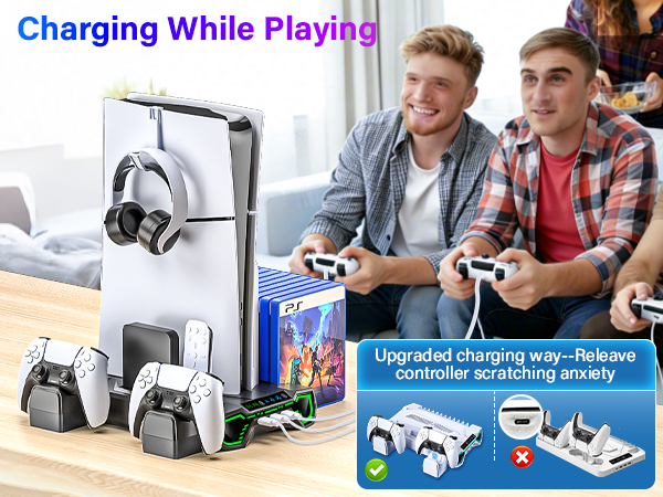 playstion 5 cooling stand with cooling fan and controller docking station