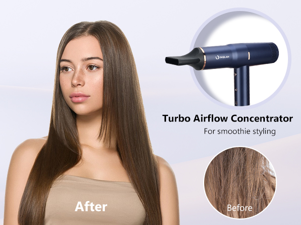 hairdryer with turbo airflow concentrator attachment