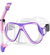 Greatever Snorkeling Gear for Kids, Dry Snorkel Set Panoramic View Snorkel Mask, Anti-Fog Scuba D...