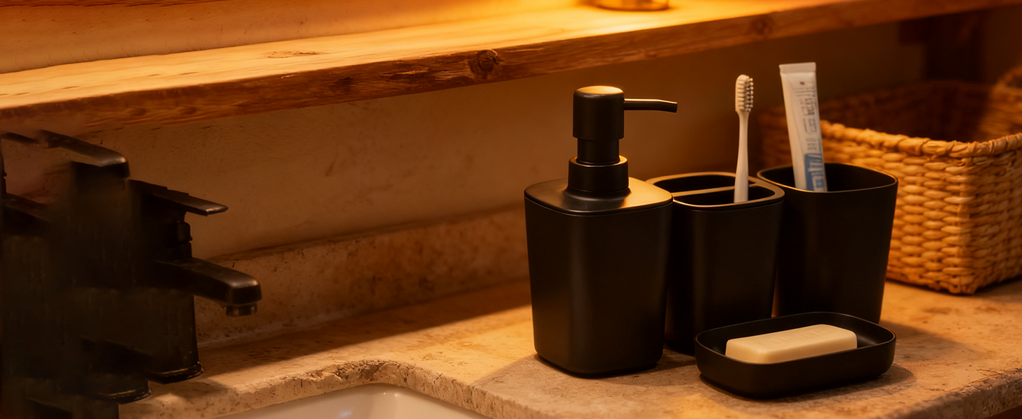 Black Bathroom Accessories Set