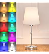 Cordless Table Lamp with Rechargeable Light Bulb 2200mAh Battery Operated Silver Small Vintage De...