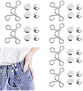 GTAAOY 6 Set Pant Waist Tightener, Adjustable Waist Buckle Set, Jean Buttons Pins, No-Sewing Wais...