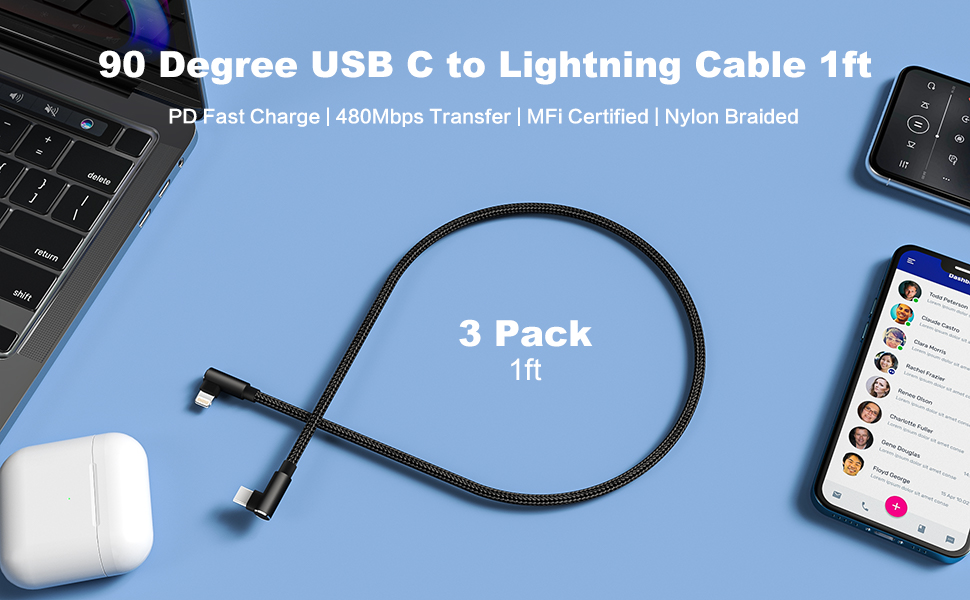 usb c to lightning cable 1ft short iphone charger