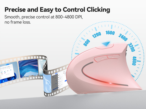 Text reads 'Precise and Easy to Control Clicking'. Circular dial or meter display with film strip imagery and numerical markers around the edge.
