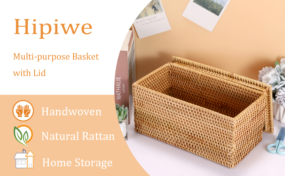 rattan box Toilet Roll Storage Basket rattan toilet paper holder decorative rattan basket with lid