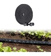 Double Layer Soaker Hose for Garden Beds - 25FT 3/4" Heavy Duty Linkable Flat Drip Irrigation Hos...