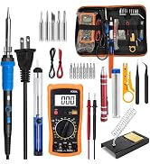 FUMEIYI 908B Blue All-in-One Soldering & Desoldering Kit with Multimeter, 60W Adjustable Solderin...
