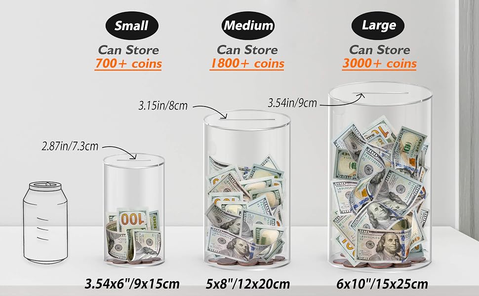 Clear piggy bank small medium large