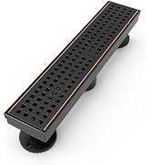 WEBANG 12 Inch Shower Linear Bronze Drain Rectangular Floor Drain with Accessories Square Hole Pa...