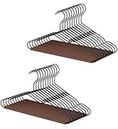 StorageWorks Wire Hangers with Wooden Pant Bar, Heavy Duty Metal Hanger for Pants, Coats, Shirts,...
