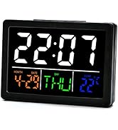 Digital Alarm Clock with Snooze, with 5.3" Large Time Display, Temperature Detect, Adjustable Ala...