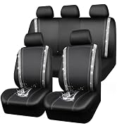 CAR PASS Bling Diamond Car Seat Covers Full Set, Shining Rhinestone Waterproof Faux Leather, Rear...