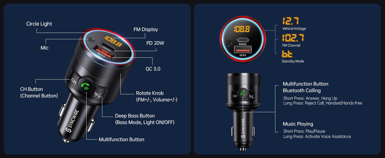 fm bluetooth transmitter car