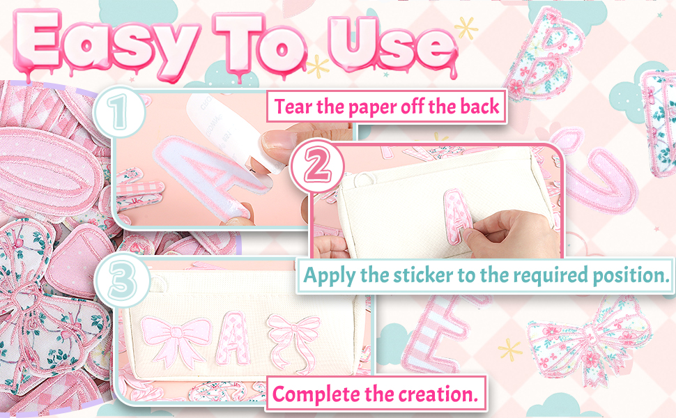 pink letter patches